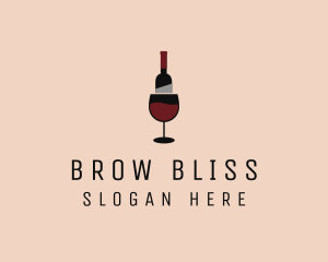 Red Wine Bottle Glass logo design