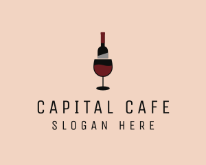 Red Wine Bottle Glass logo design