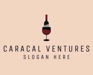 Red Wine Bottle Glass logo design