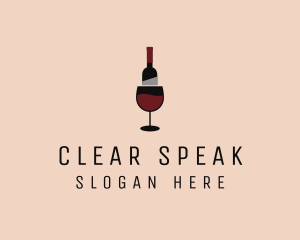 Red Wine Bottle Glass logo design