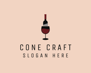 Red Wine Bottle Glass logo design