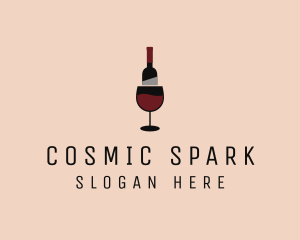 Red Wine Bottle Glass logo design