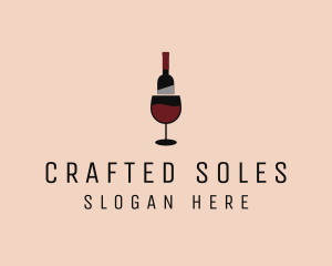 Red Wine Bottle Glass logo design