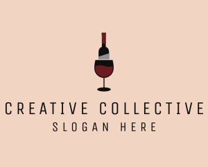 Red Wine Bottle Glass logo design