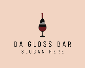 Red Wine Bottle Glass logo design