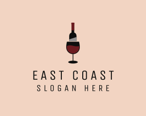 Red Wine Bottle Glass logo design