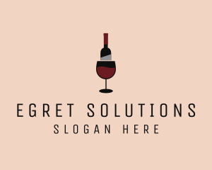 Red Wine Bottle Glass logo design