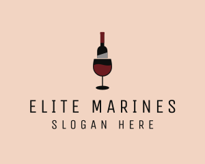 Red Wine Bottle Glass logo design