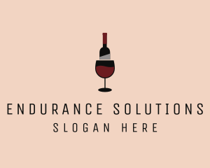 Red Wine Bottle Glass logo design