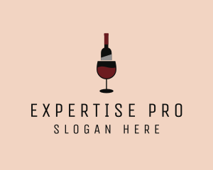 Red Wine Bottle Glass logo design