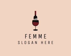 Red Wine Bottle Glass logo design