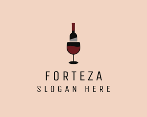 Red Wine Bottle Glass logo design