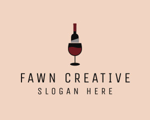 Red Wine Bottle Glass logo design