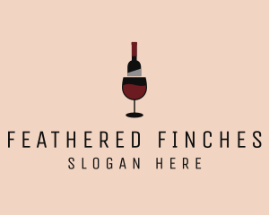 Red Wine Bottle Glass logo design