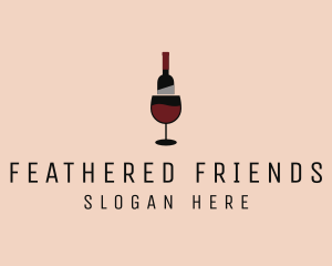 Red Wine Bottle Glass logo design