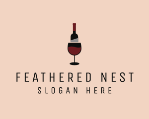 Red Wine Bottle Glass logo design