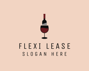 Red Wine Bottle Glass logo design