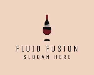 Red Wine Bottle Glass logo design