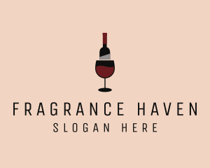 Red Wine Bottle Glass logo design