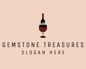 Red Wine Bottle Glass logo design