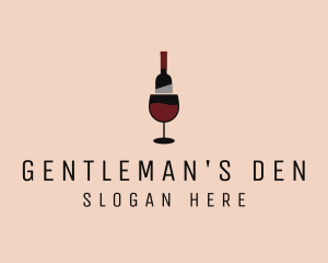 Red Wine Bottle Glass logo design