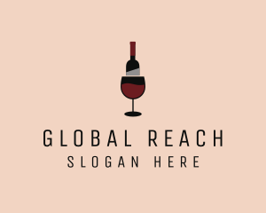 Red Wine Bottle Glass logo design