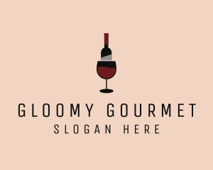 Red Wine Bottle Glass logo design