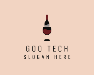 Red Wine Bottle Glass logo design