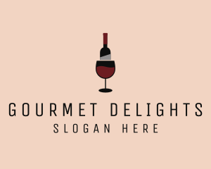 Red Wine Bottle Glass logo design