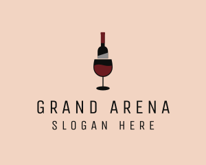 Red Wine Bottle Glass logo design