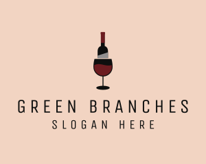 Red Wine Bottle Glass logo design