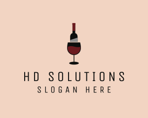 Red Wine Bottle Glass logo design