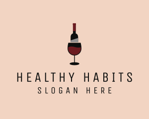 Red Wine Bottle Glass logo design