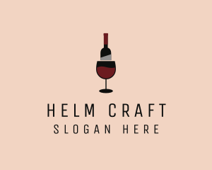 Red Wine Bottle Glass logo design