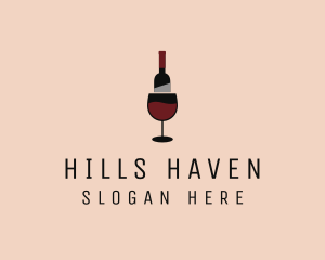 Red Wine Bottle Glass logo design