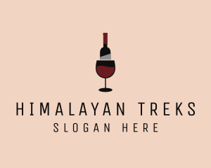 Red Wine Bottle Glass logo design