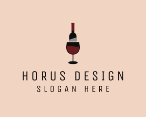 Red Wine Bottle Glass logo design