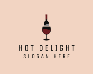 Red Wine Bottle Glass logo design