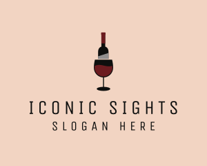 Red Wine Bottle Glass logo design