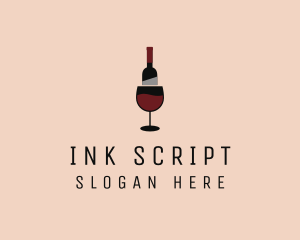 Red Wine Bottle Glass logo design