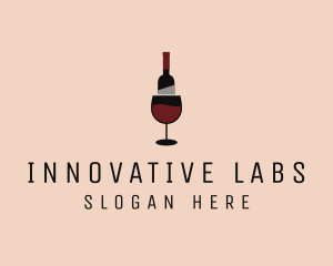 Red Wine Bottle Glass logo design