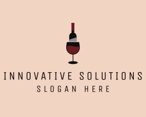 Red Wine Bottle Glass logo design