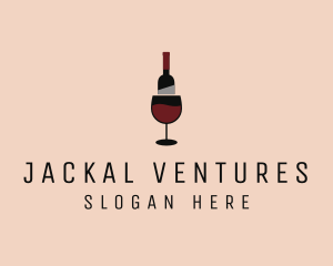 Red Wine Bottle Glass logo design