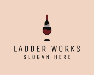 Red Wine Bottle Glass logo design