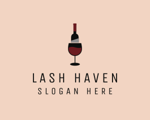 Red Wine Bottle Glass logo design