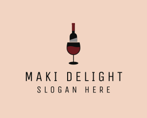 Red Wine Bottle Glass logo design