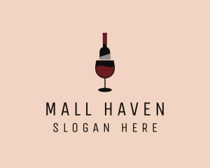 Red Wine Bottle Glass logo design