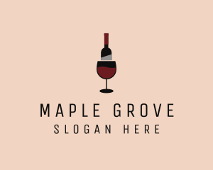 Red Wine Bottle Glass logo design