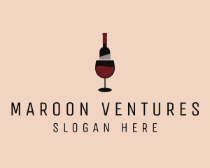 Red Wine Bottle Glass logo design