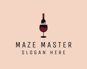 Red Wine Bottle Glass logo design